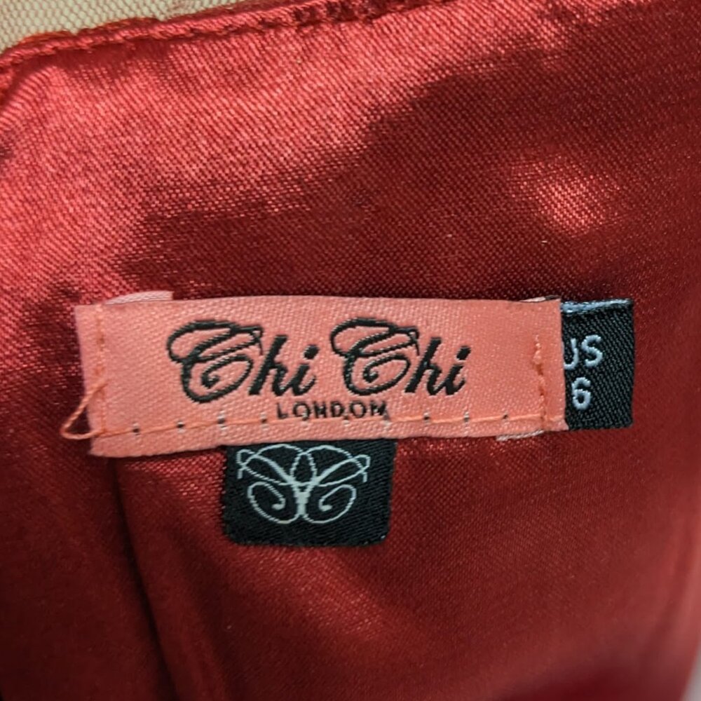 CHI CHI London Fiery Red Fit & Flare Dress w/ Full Tulle Skirt - Picture 6 of 9